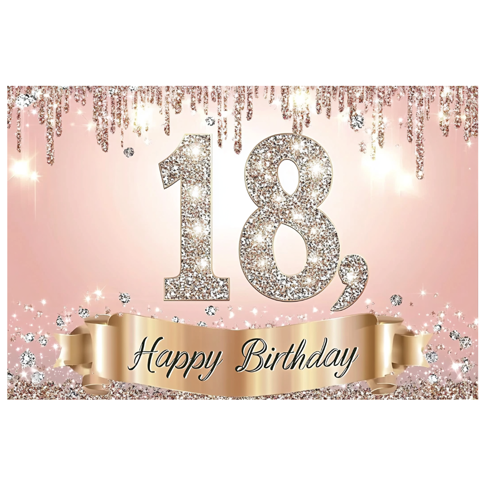 Party Banner Gold - Sweet Gold 18th Birthday Backdrops Girls