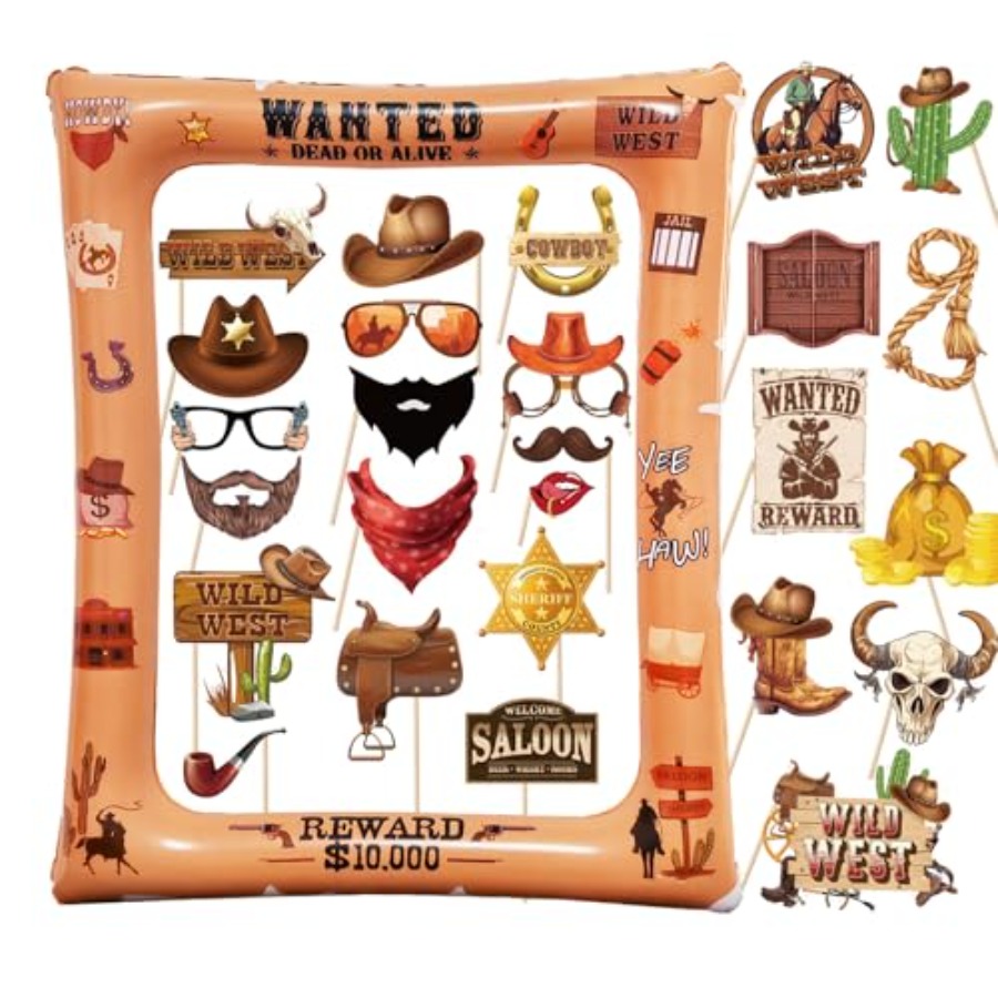 Photo Booth Frame - 30PCS Western Cowboy Cowgirl Photo Booth