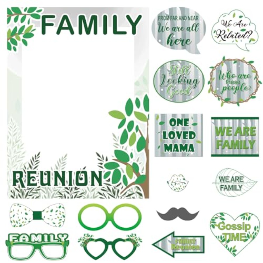 Photo Booth Frame - 49 Pcs Green Family Tree Photo