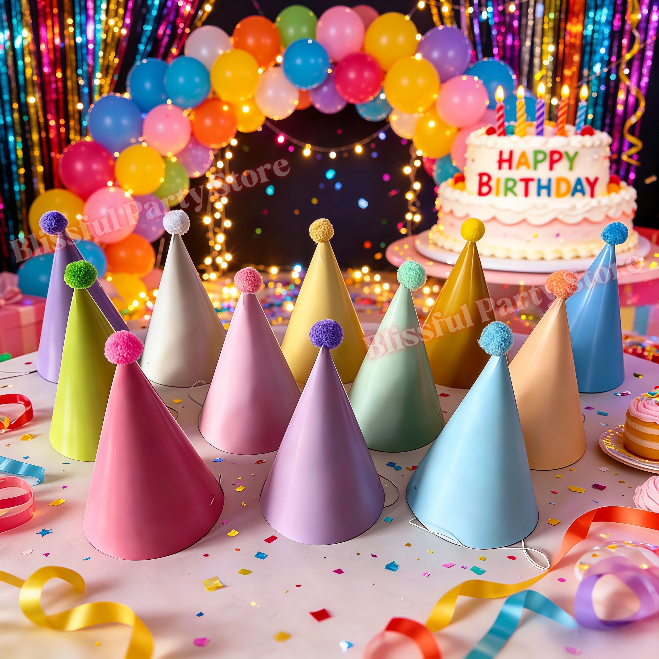 Colorful Birthday Party Hats M - Party Hat Cone avaliação e preço