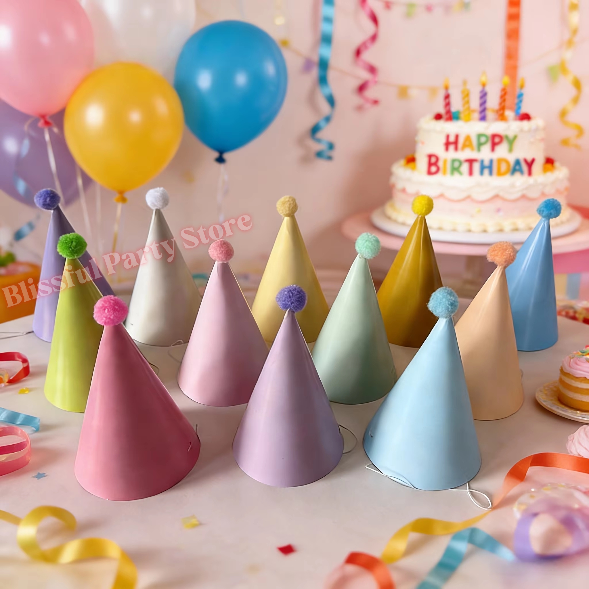 Colorful Birthday Party Hats M - Party Hat Cone avaliação e preço
