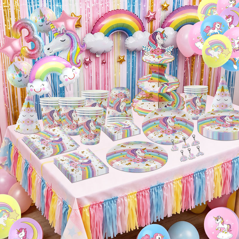 Unicorn Theme Birthday Decorat - Table Cloth Disposable avaliação e preço