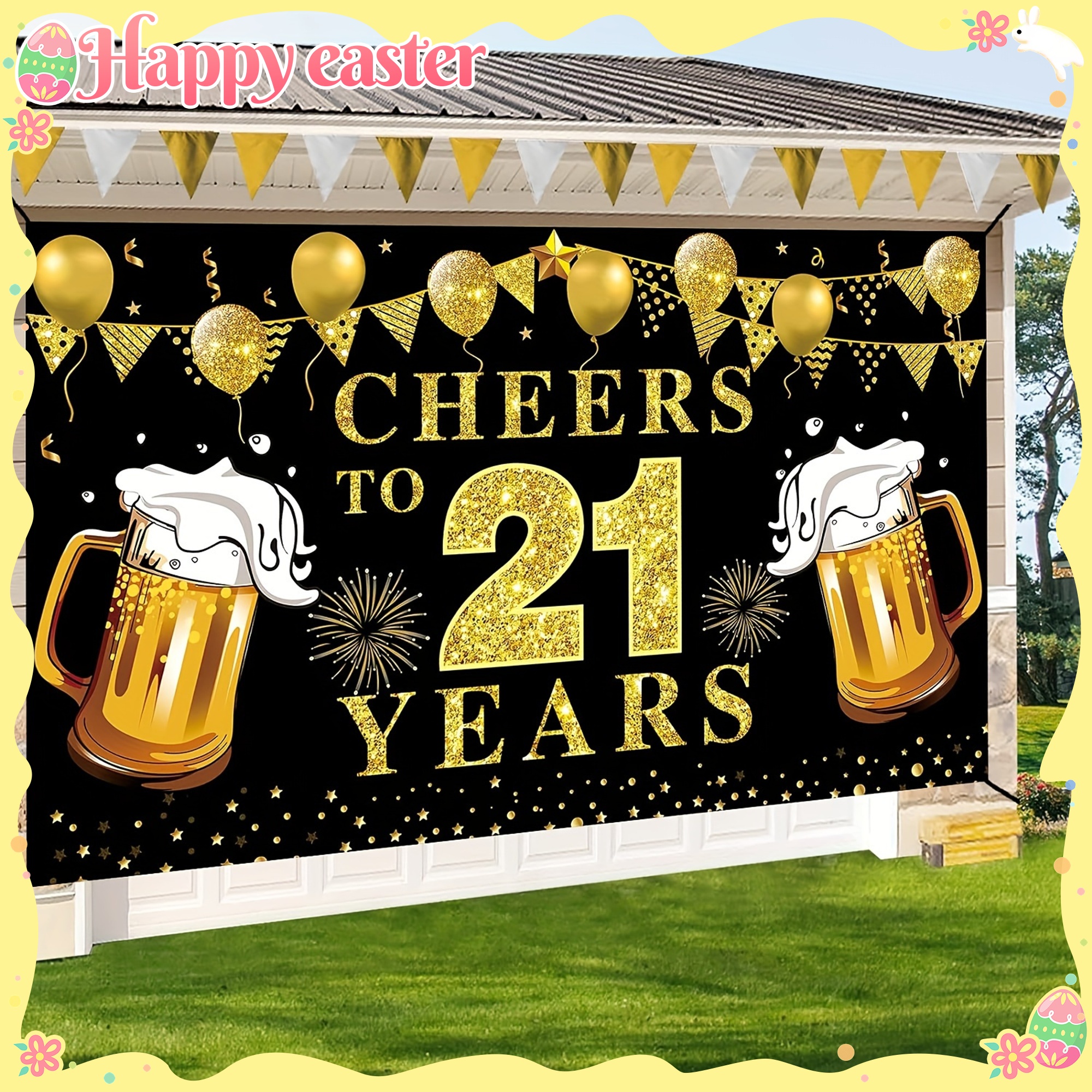 21st Birthday Celebration Bann - Party Banner Gold avaliação e preço