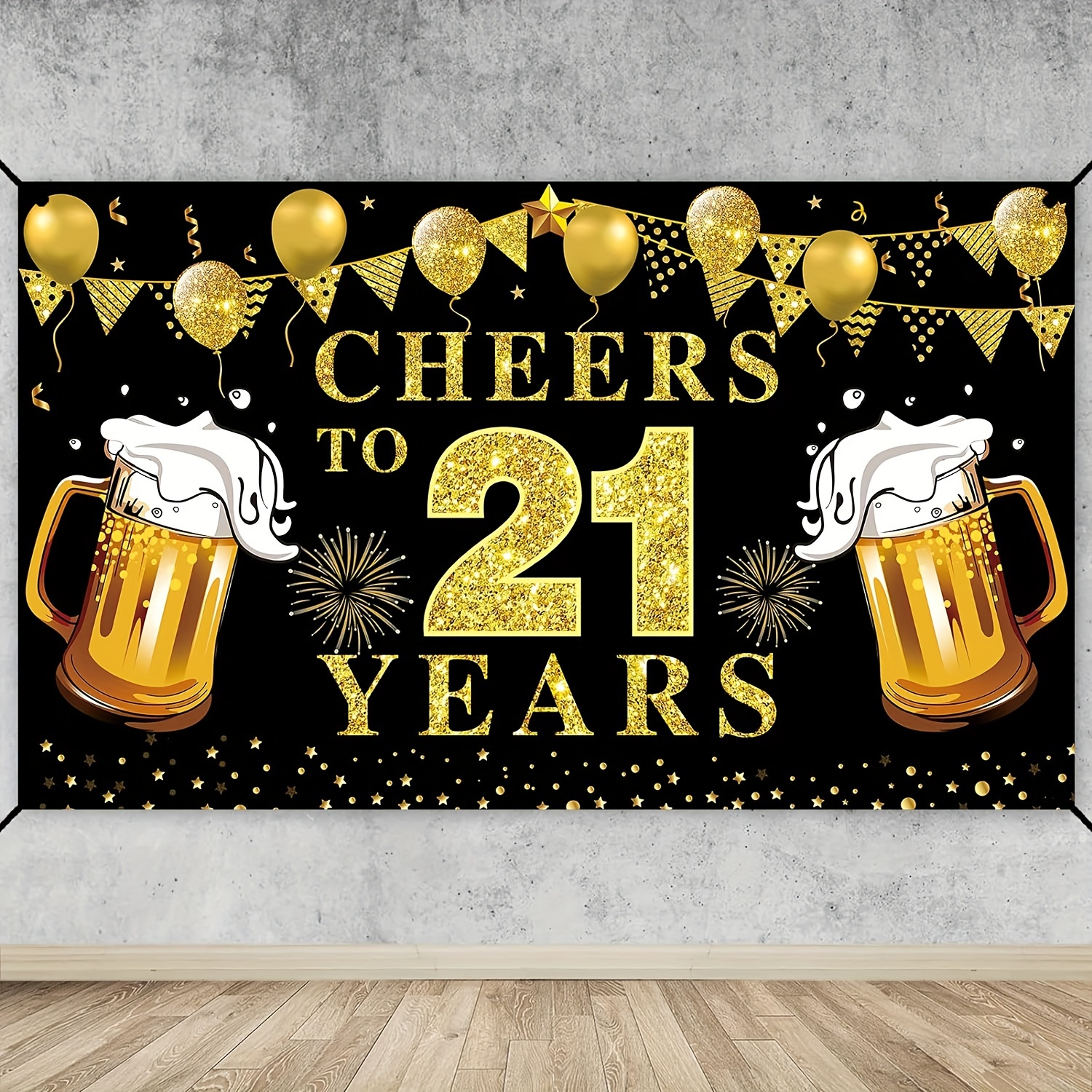 21st Birthday Celebration Bann - Party Banner Gold avaliação e preço