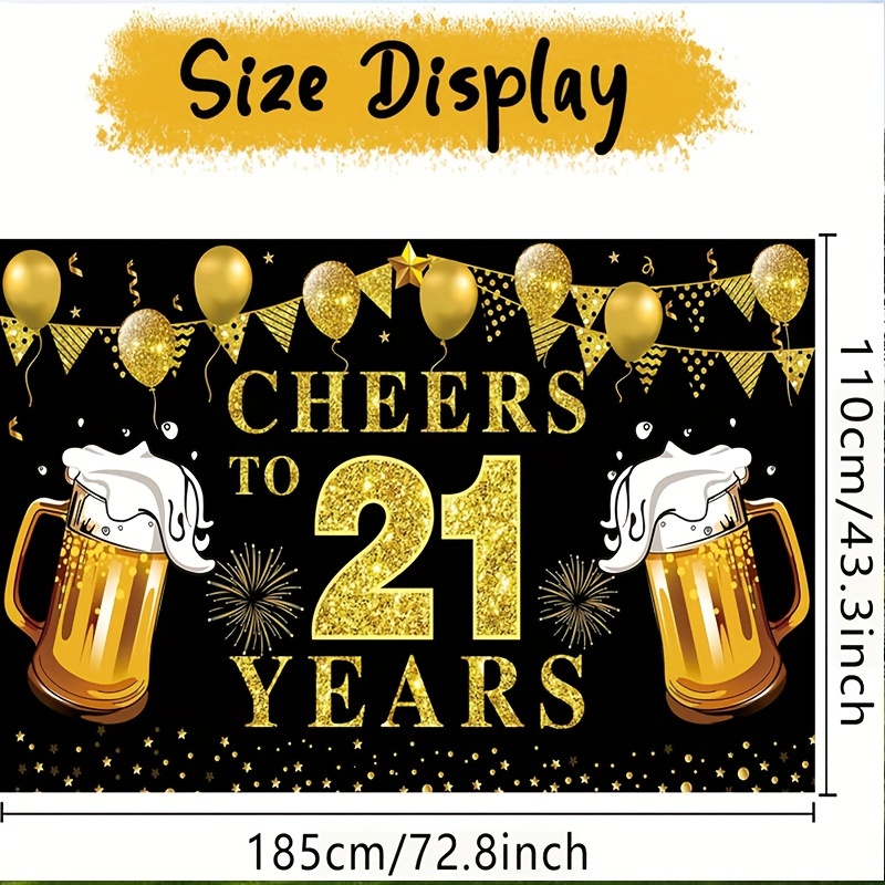21st Birthday Celebration Bann - Party Banner Gold avaliação e preço