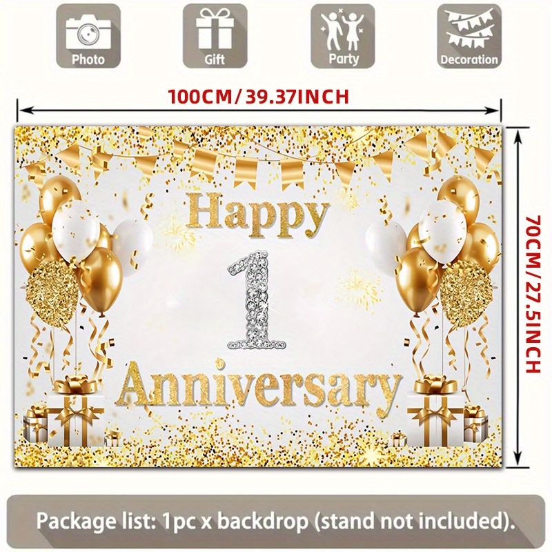2D Flat Gold White Happy 1st A - Party Banner Gold avaliação e preço