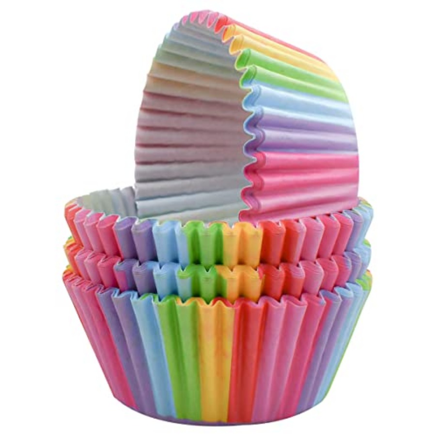 100 Pack Rainbow Cupcake Liner - Paper Straw Color avaliação e preço