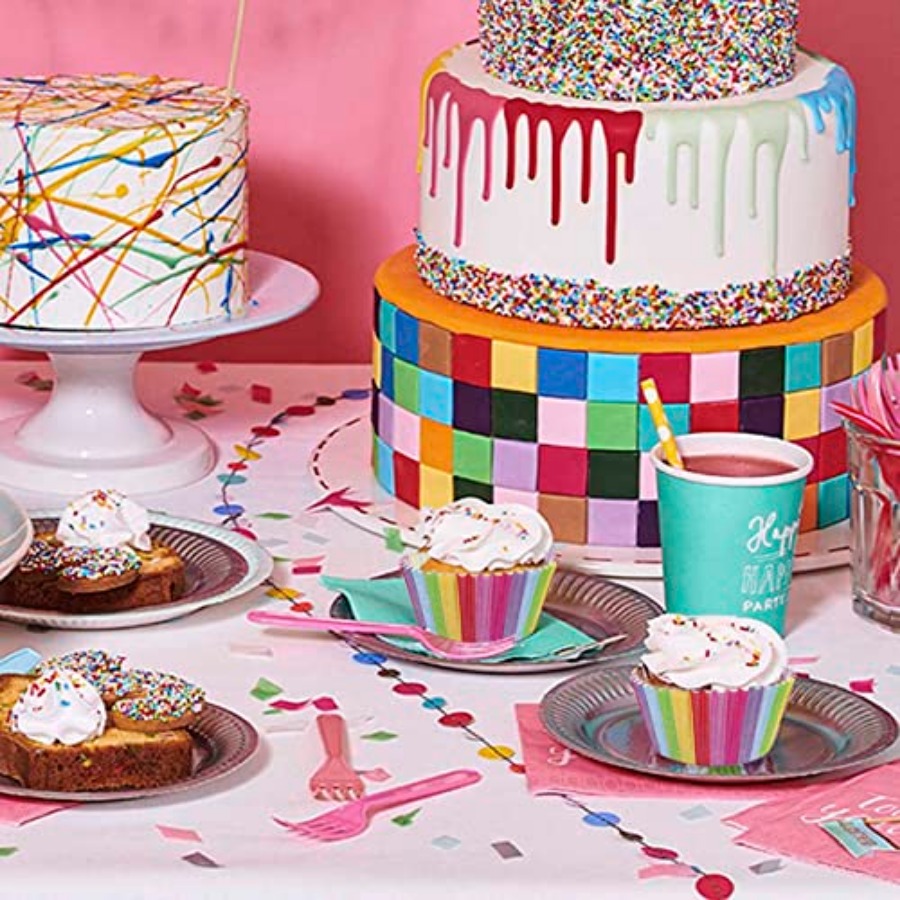 100 Pack Rainbow Cupcake Liner - Paper Straw Color avaliação e preço