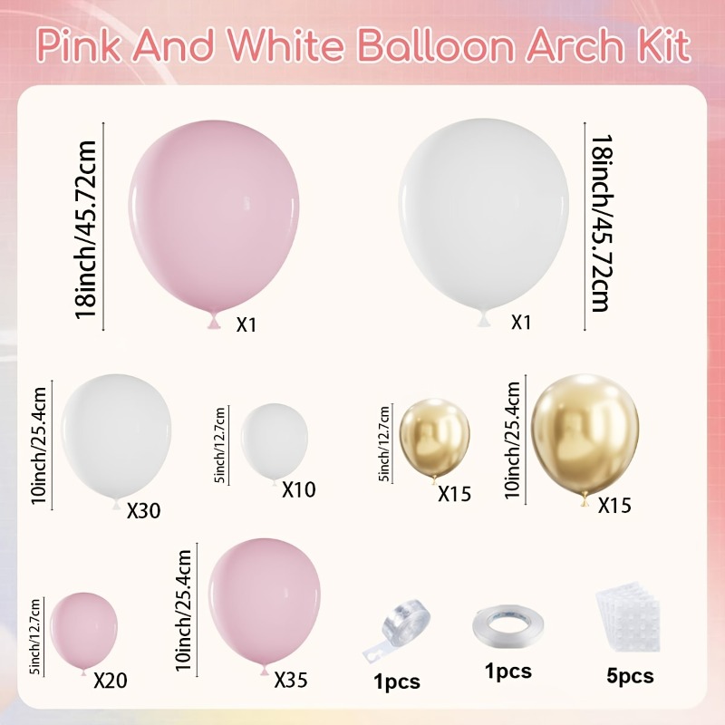127PCS Pink and White Arch Bal - Balloon Arch Kit avaliação e preço