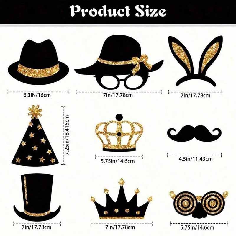 23Pcs Black Golden Paper Party - Photo Booth Frame avaliação e preço