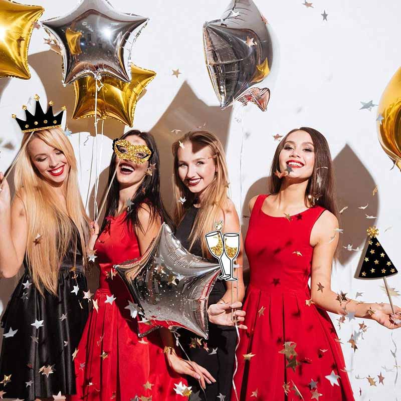 23Pcs Black Golden Paper Party - Photo Booth Frame avaliação e preço