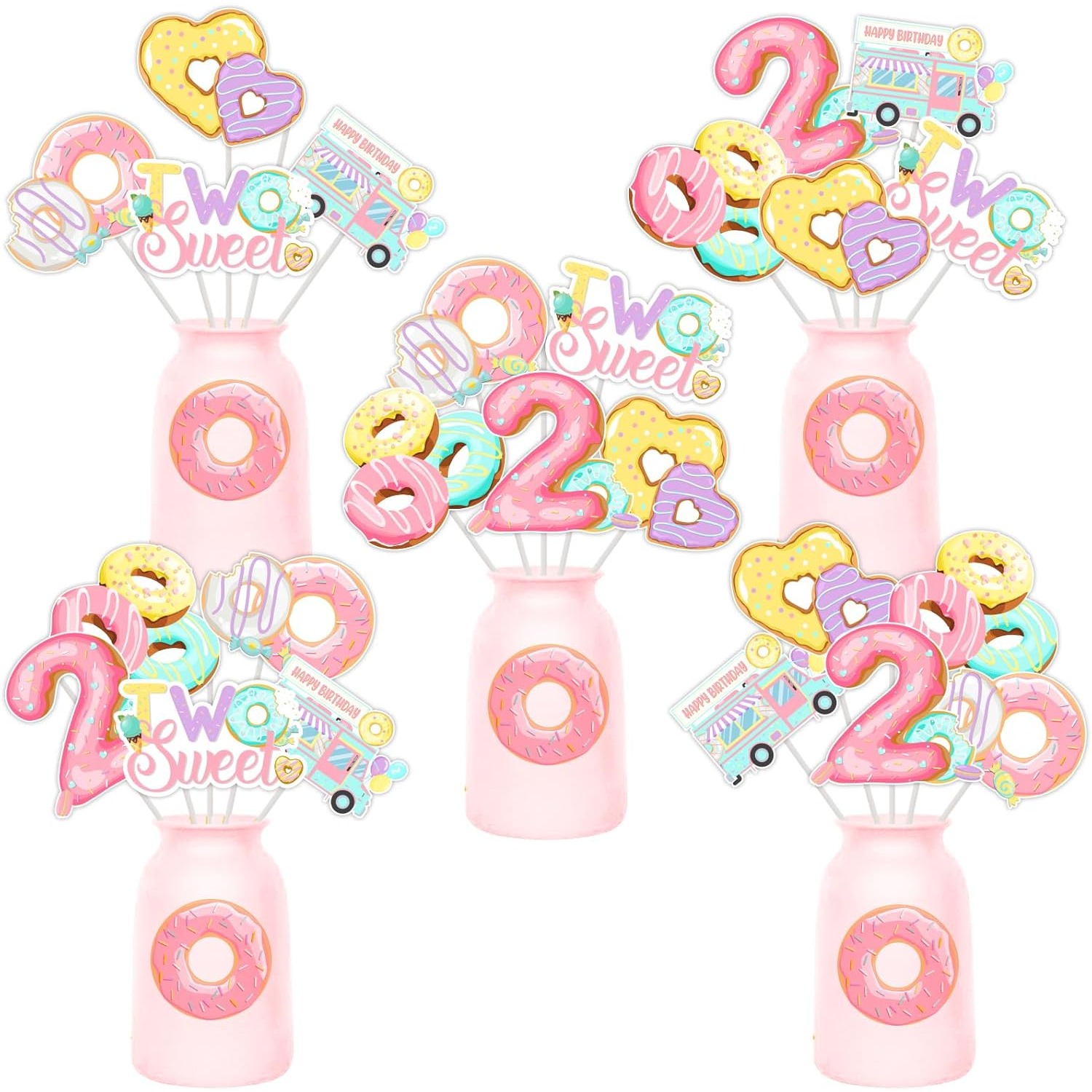Donut 2nd Birthday Centerpiece - Centerpiece Stick avaliação e preço