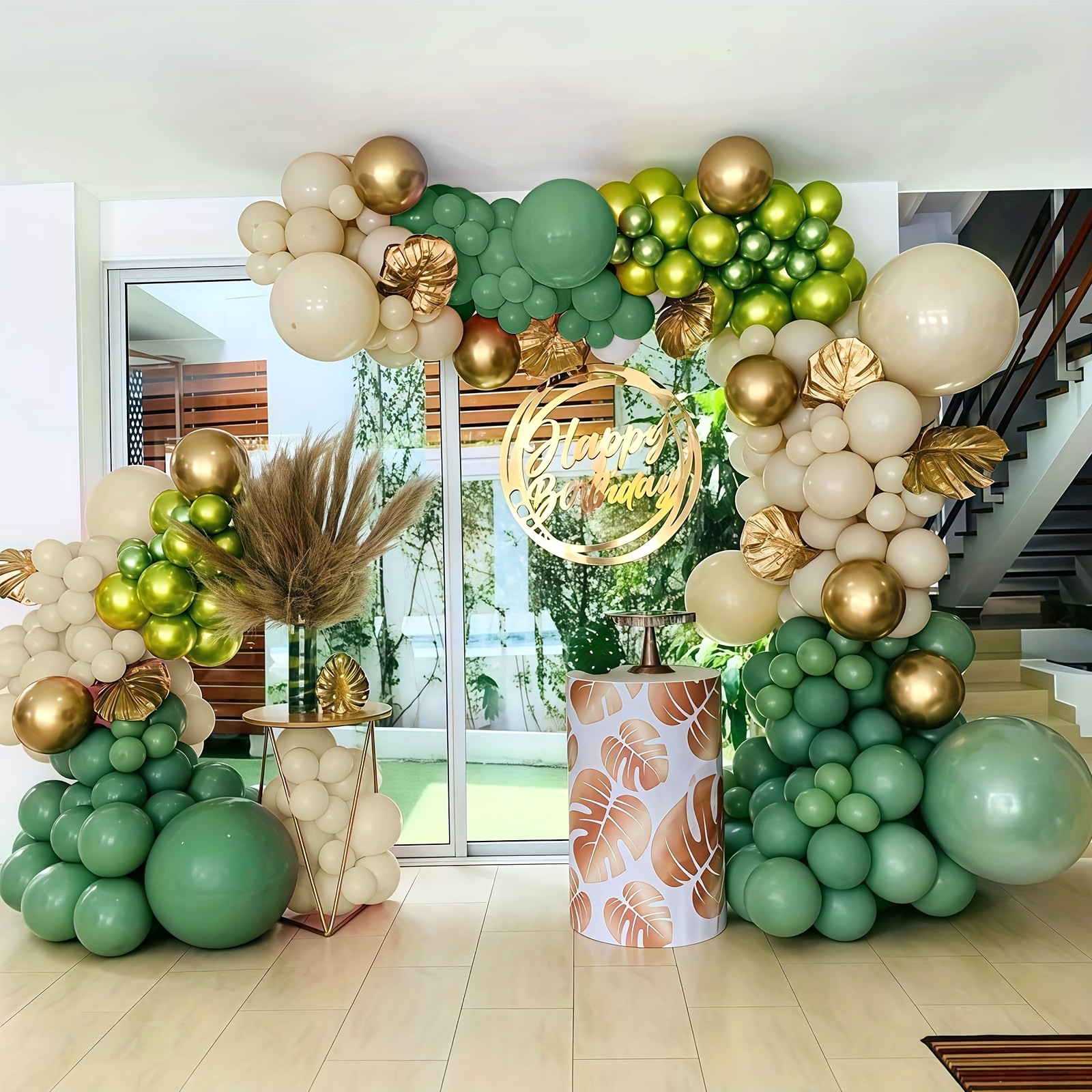88pcs Sage Green & Golden Ball - Balloon Arch Kit avaliação e preço