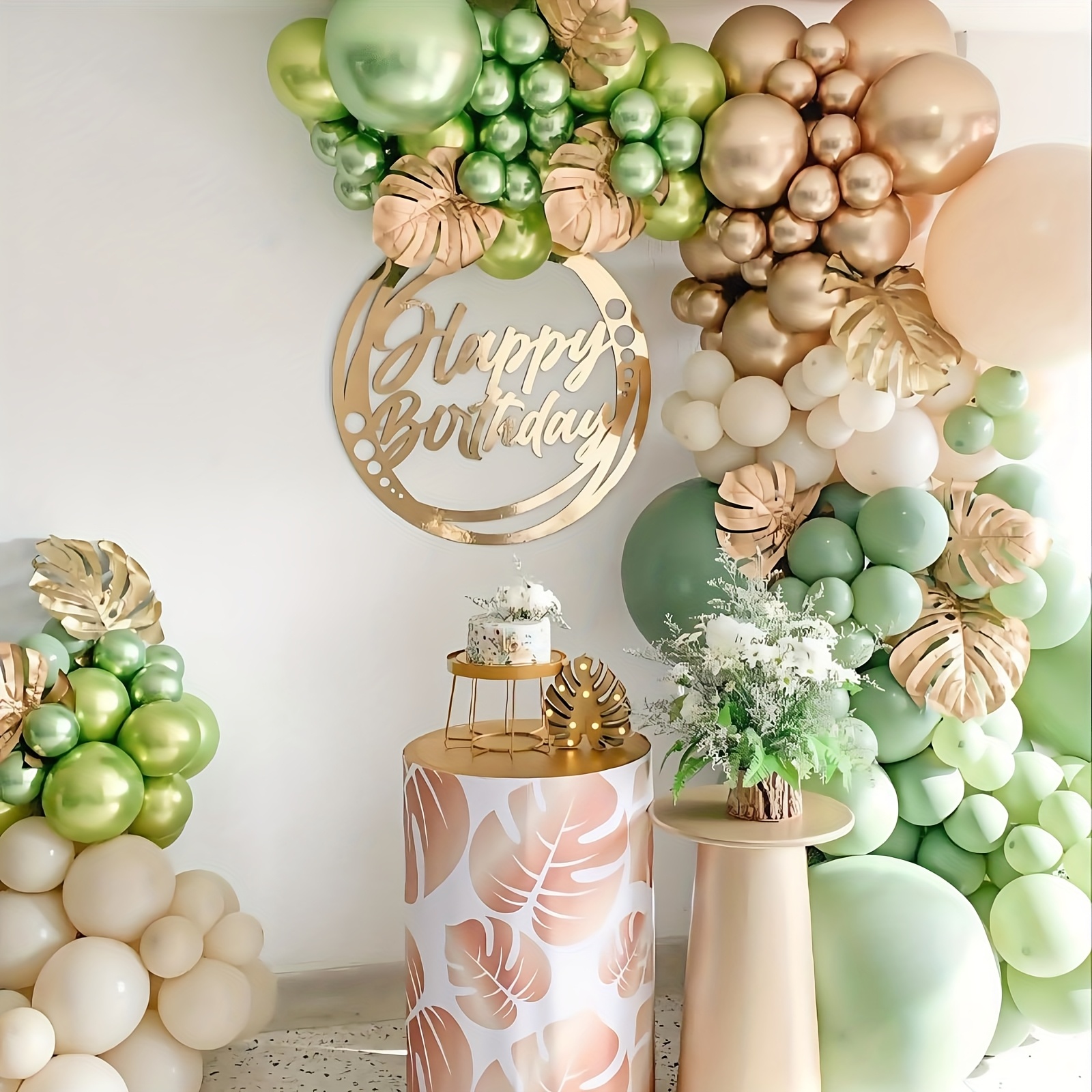 88pcs Sage Green & Golden Ball - Balloon Arch Kit avaliação e preço