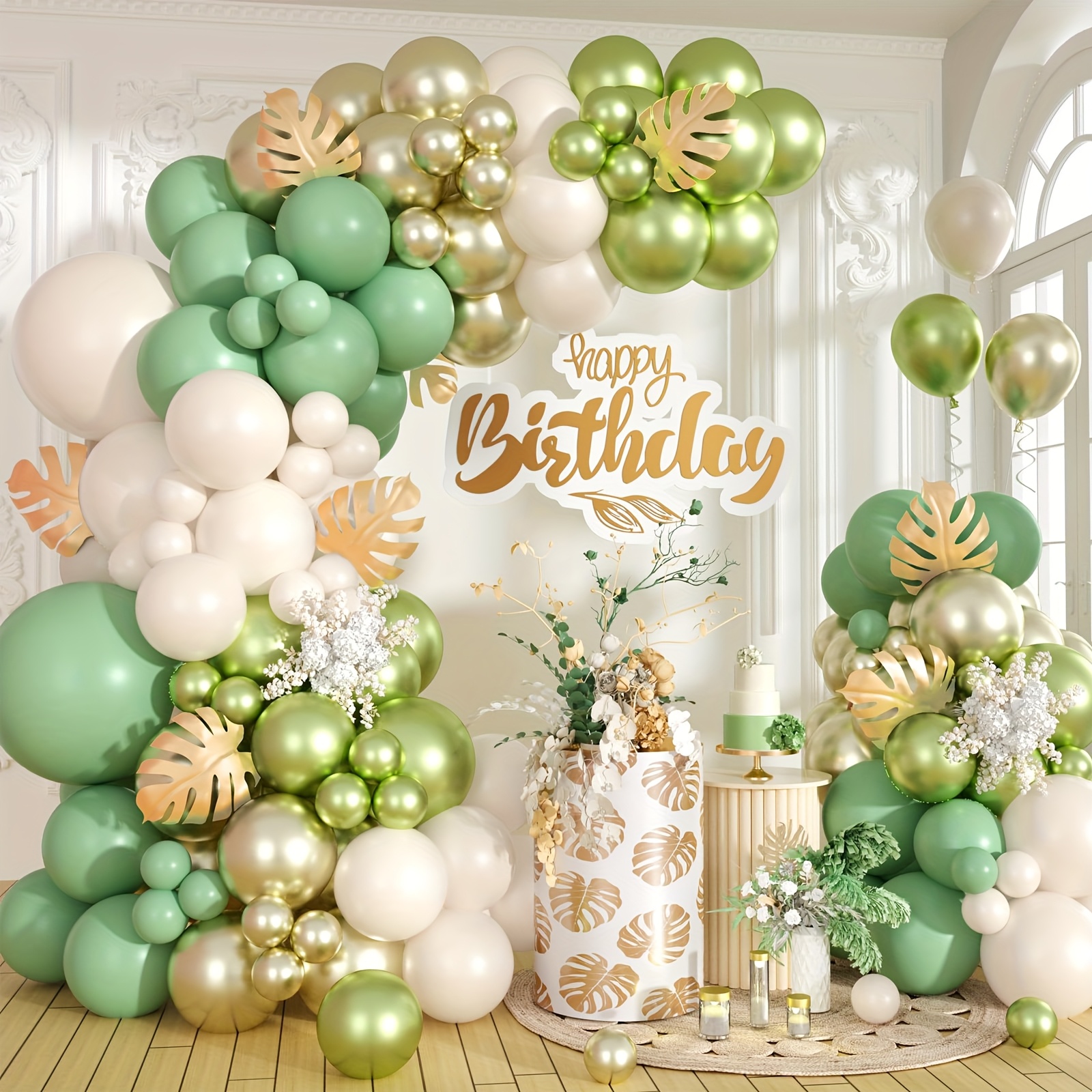 88pcs Sage Green & Golden Ball - Balloon Arch Kit avaliação e preço