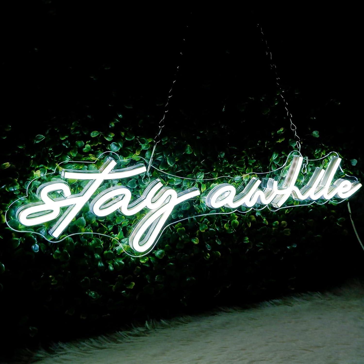 Stay Awhile Neon Signs USB Dim - Neon Sign Party avaliação e preço
