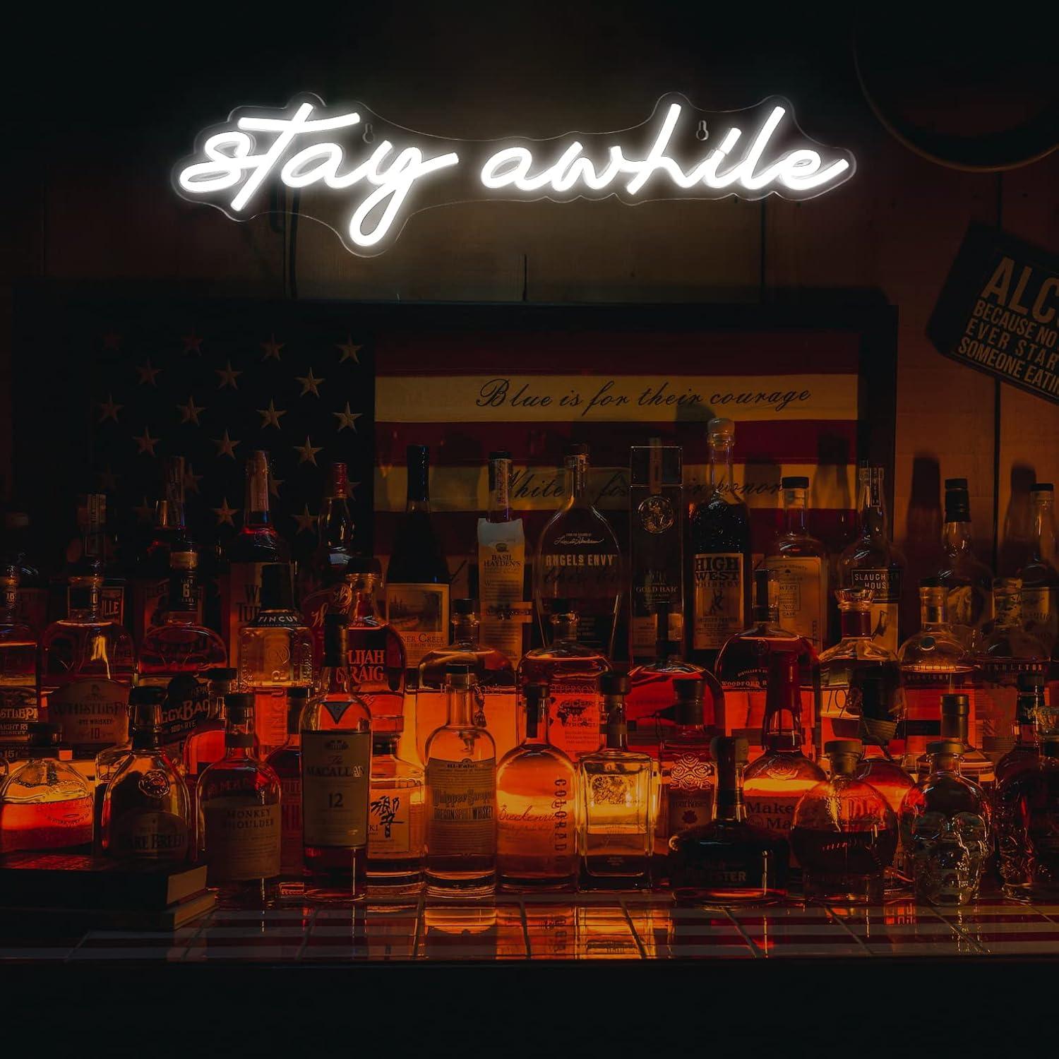 Stay Awhile Neon Signs USB Dim - Neon Sign Party avaliação e preço