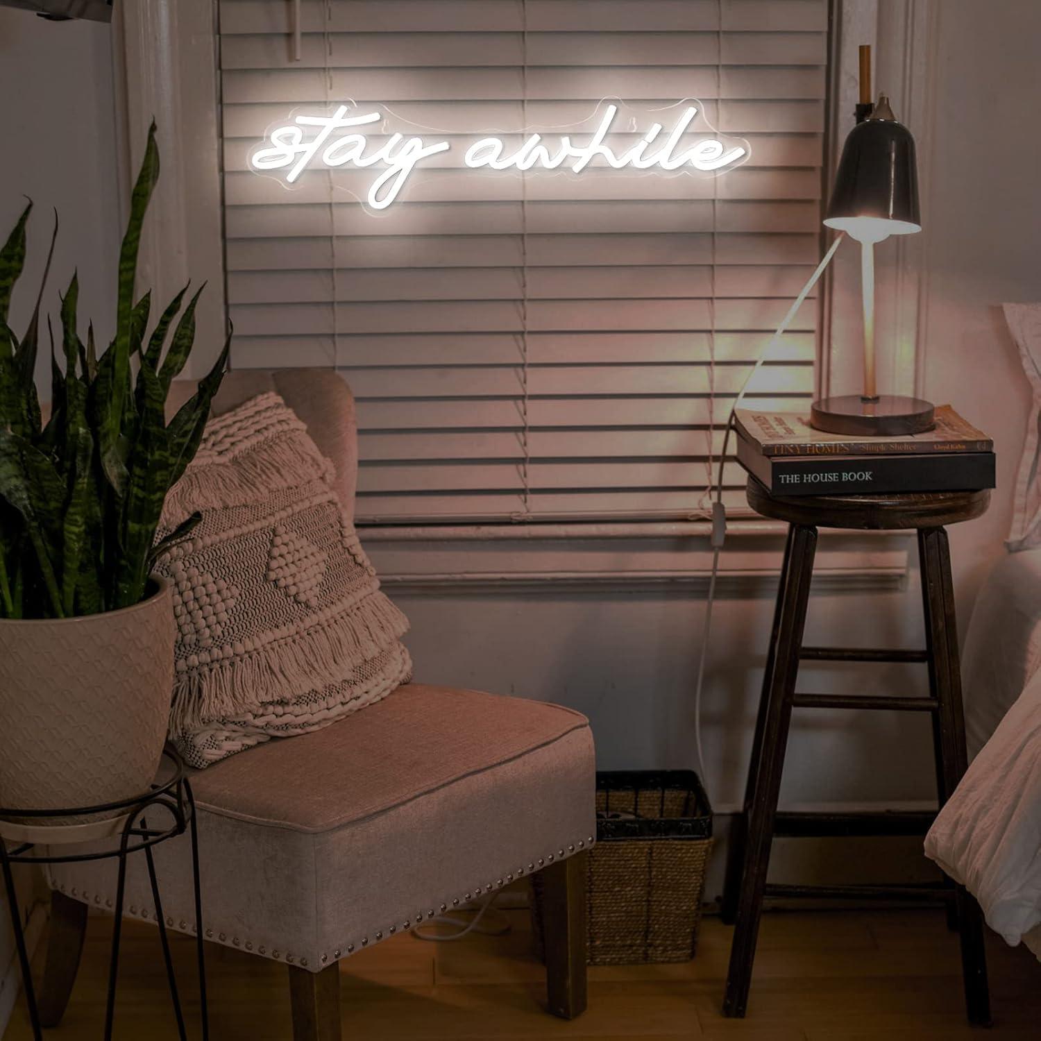Stay Awhile Neon Signs USB Dim - Neon Sign Party avaliação e preço