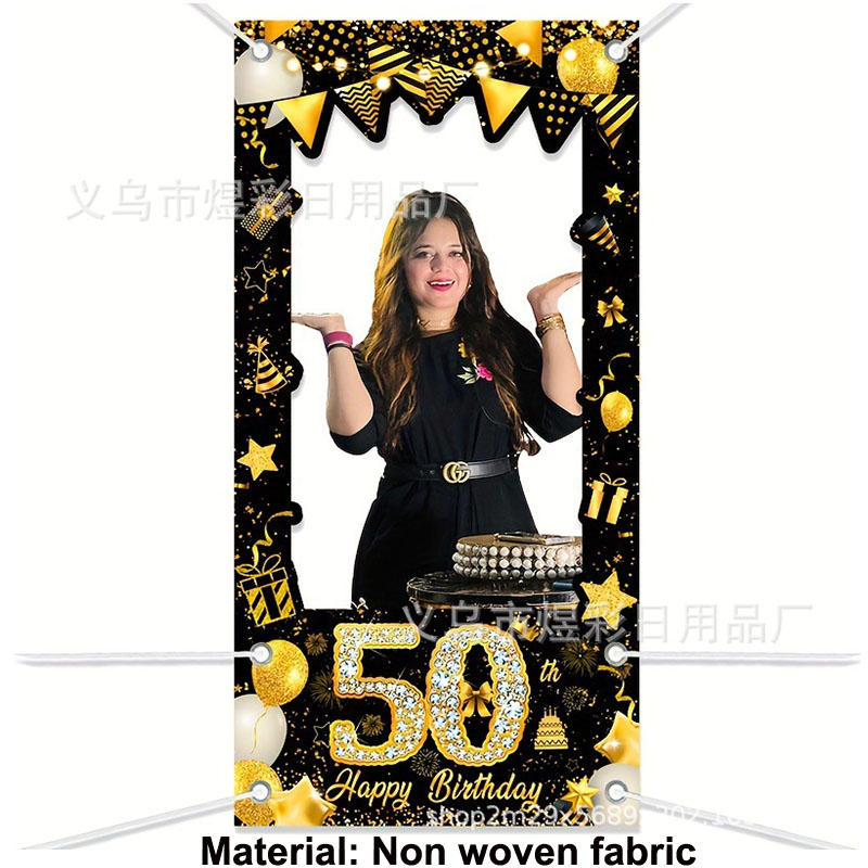 50th Birthday Decoration Black - Party Banner Gold avaliação e preço