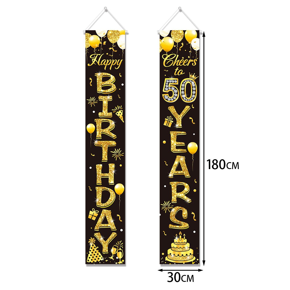 50th Birthday Decoration Black - Party Banner Gold avaliação e preço