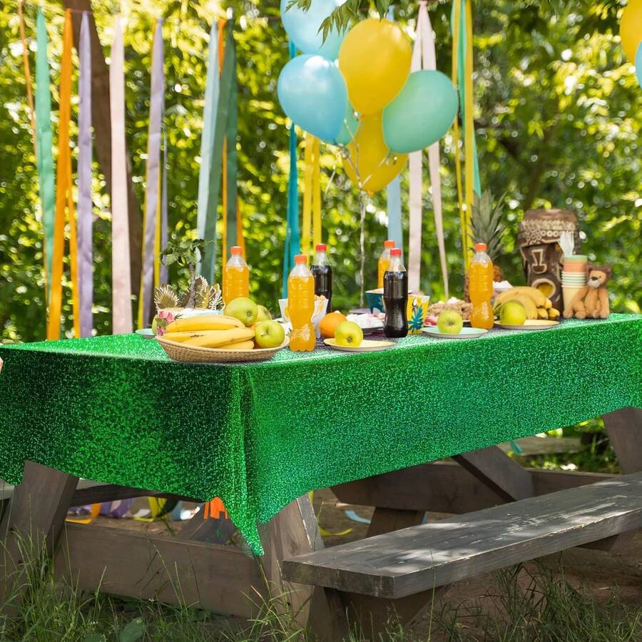 1 Pc Green Holographic Tablecl - Table Cloth Disposable avaliação e preço
