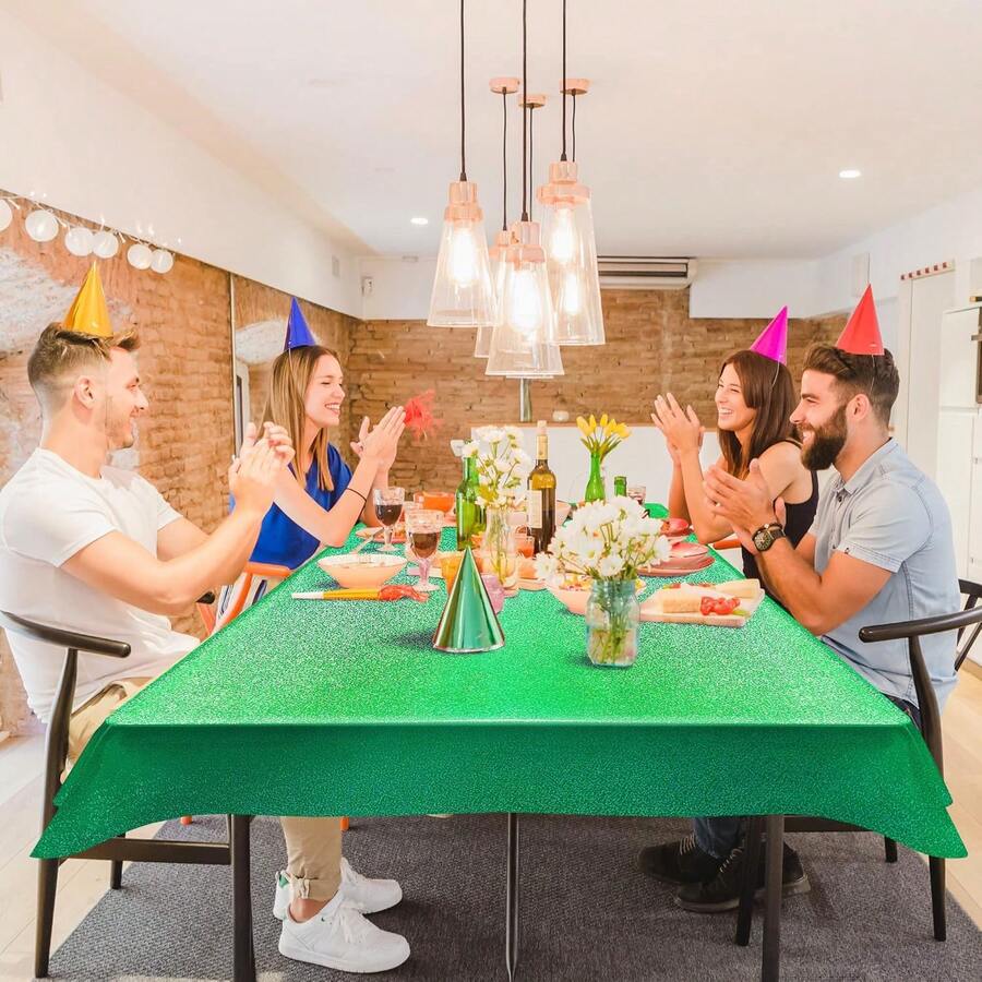 1 Pc Green Holographic Tablecl - Table Cloth Disposable avaliação e preço