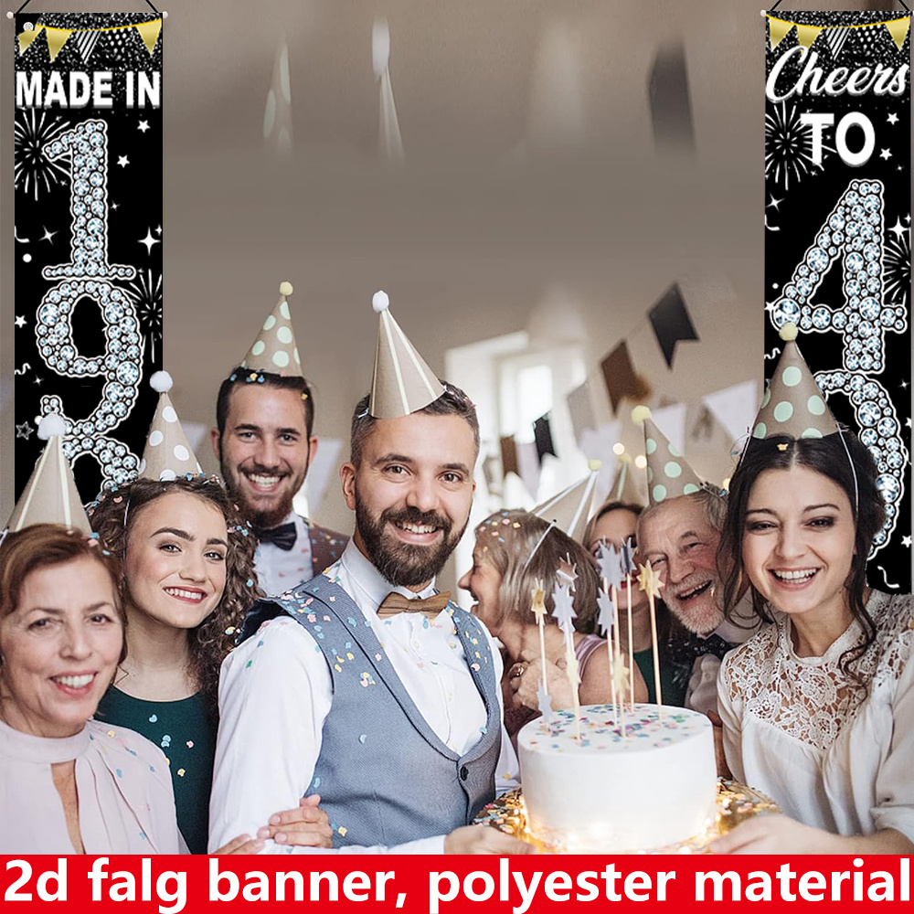 2Pcs 2D Flat 40th Birthday Ban - Party Banner Gold avaliação e preço