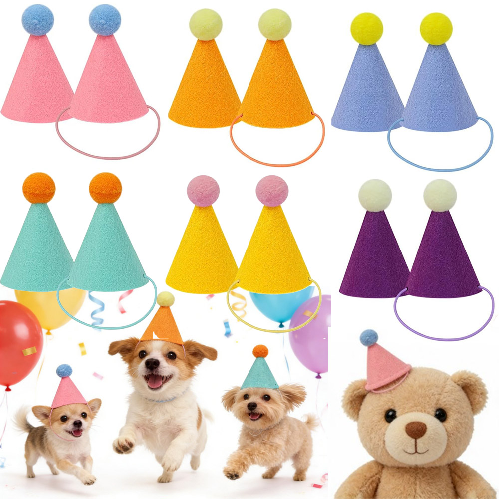 3/6pcs Pet Party Hat Colorful  - Party Hat Cone avaliação e preço