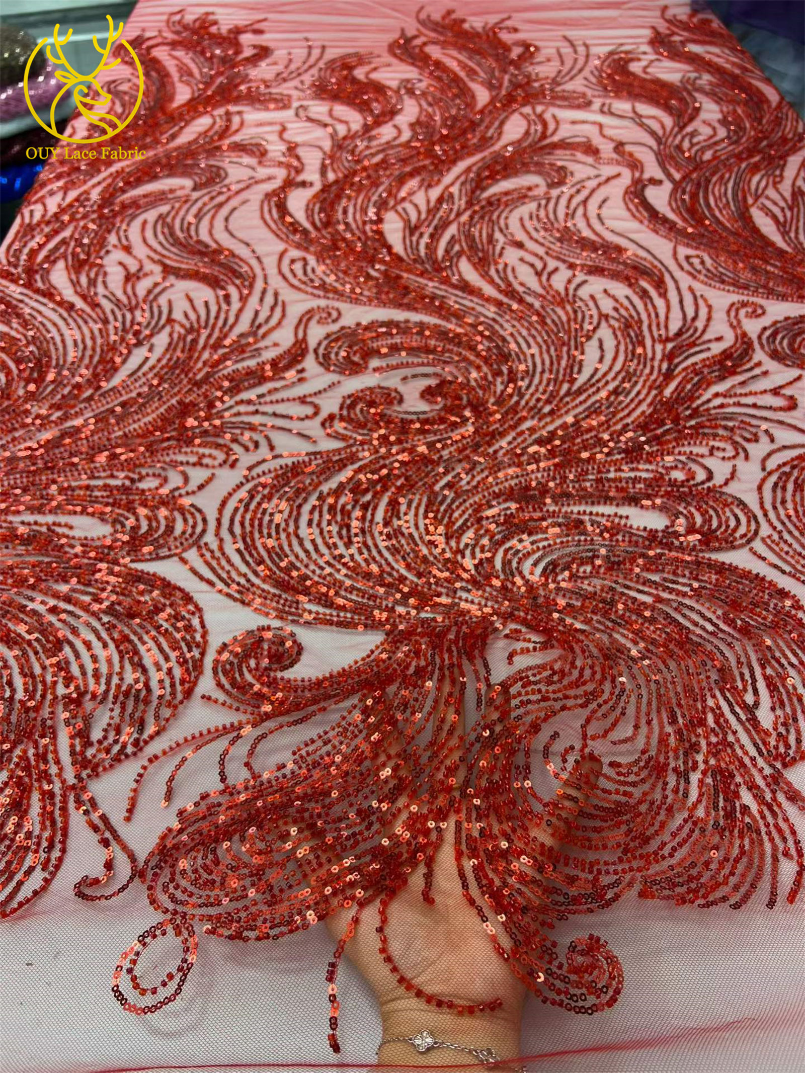 Royal Blue Beaded Sequins Lace - Glitter Tablecloth avaliação e preço