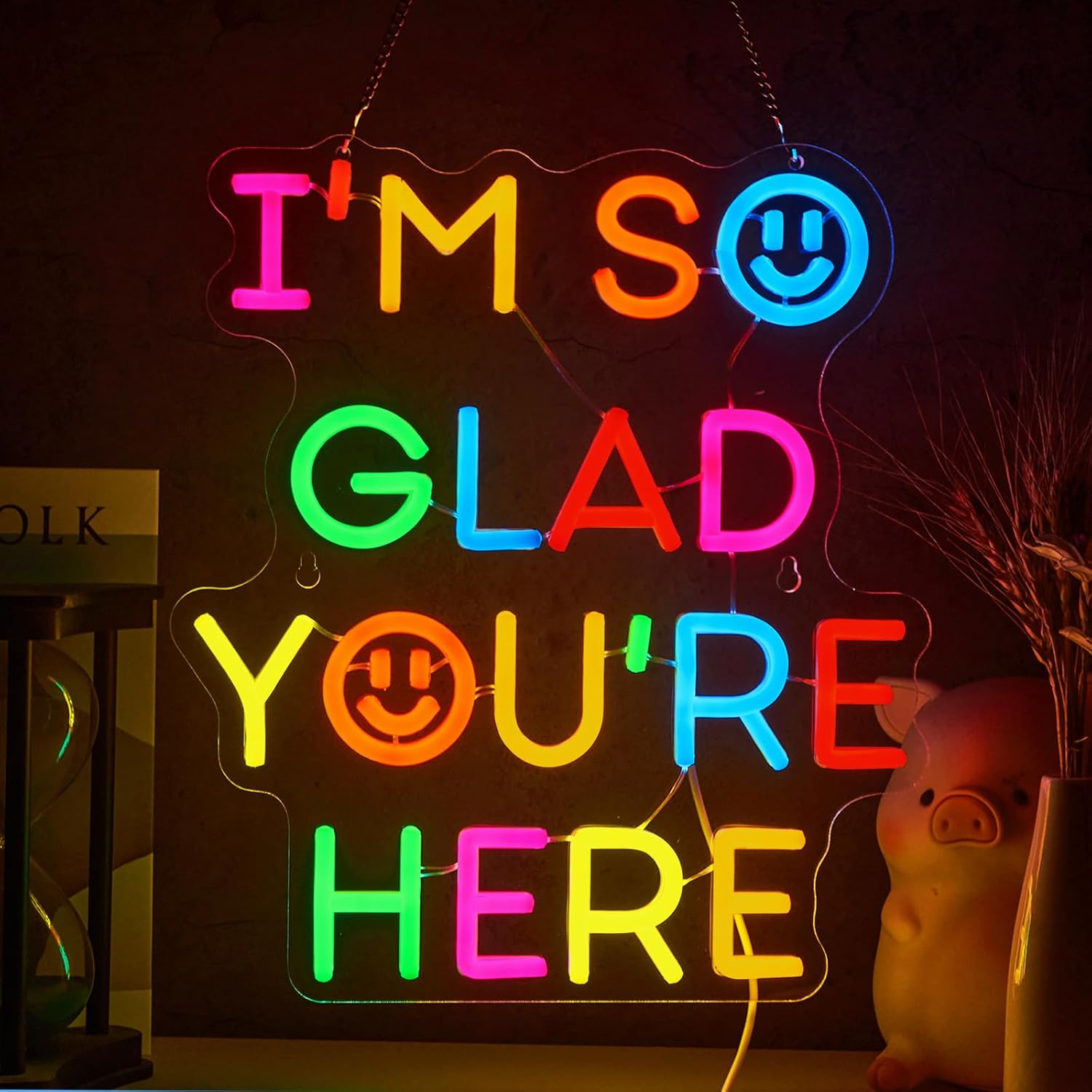  I'm So Glad You‘re Here Neon - Neon Sign Party avaliação e preço