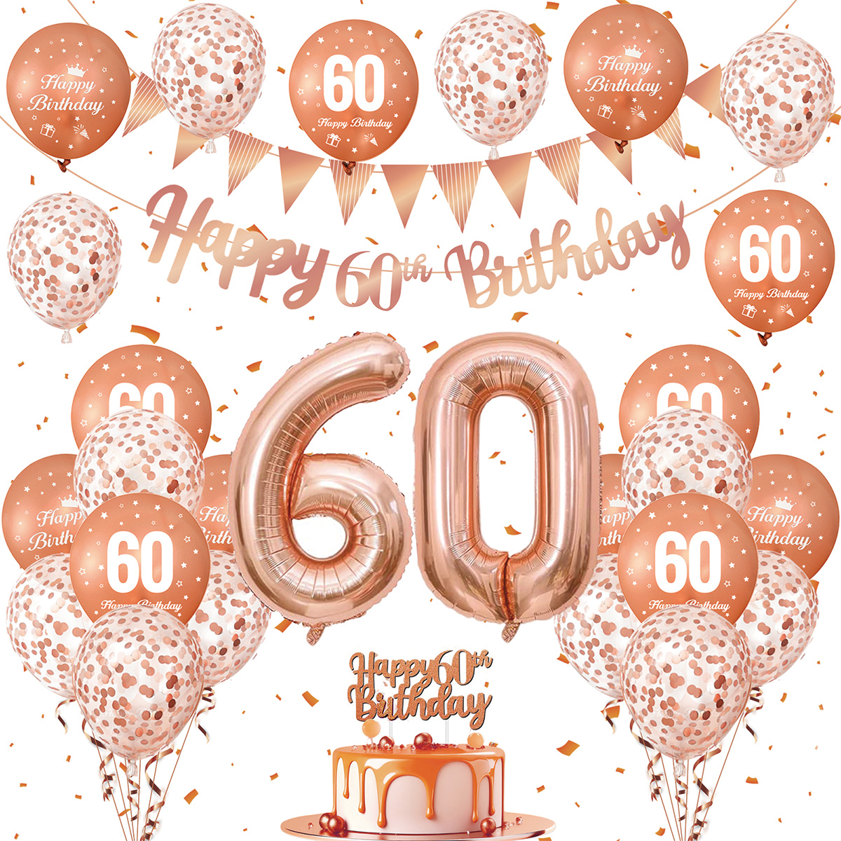 1Set Rose Gold Birthday Decora - Party Banner Gold avaliação e preço