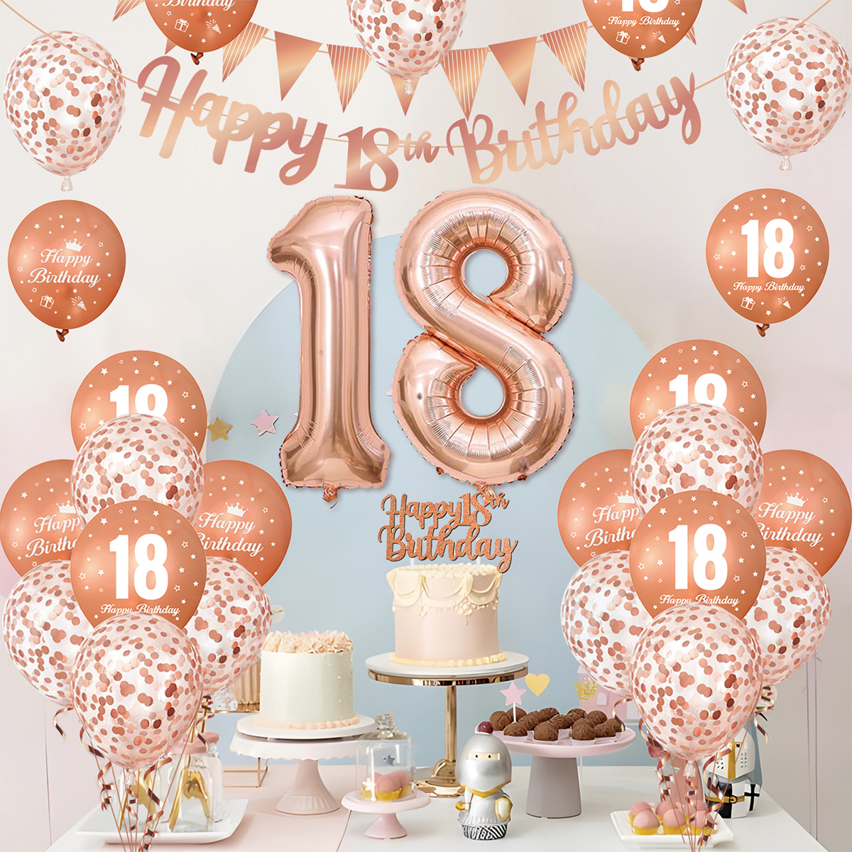 1Set Rose Gold Birthday Decora - Party Banner Gold avaliação e preço