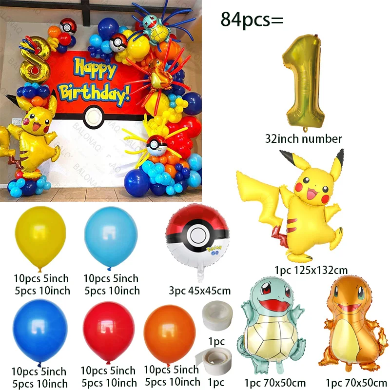 84pcs Pikachu Party Balloons G - Balloon Arch Kit avaliação e preço