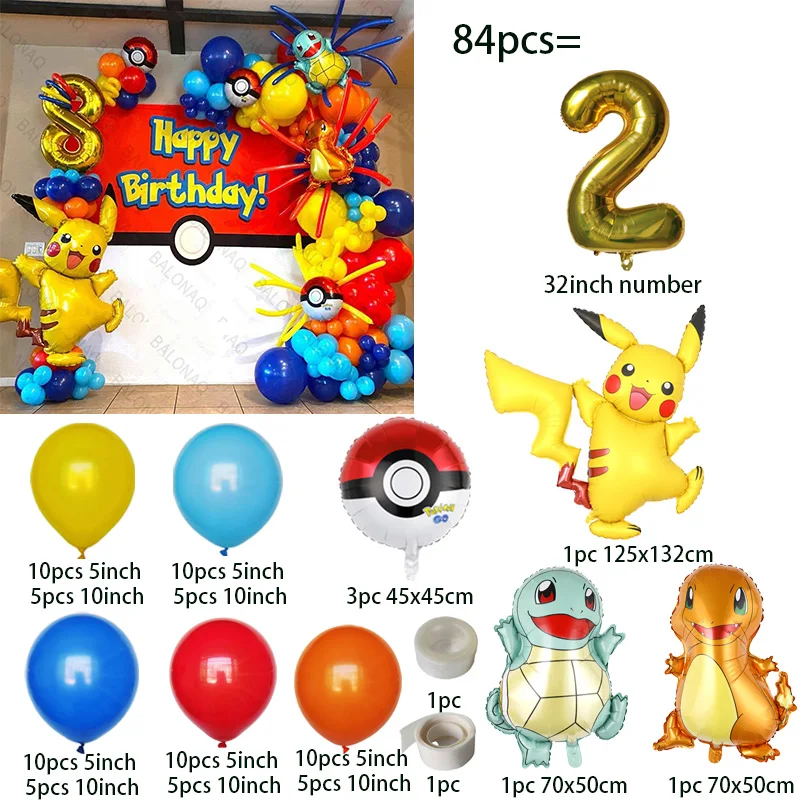 84pcs Pikachu Party Balloons G - Balloon Arch Kit avaliação e preço