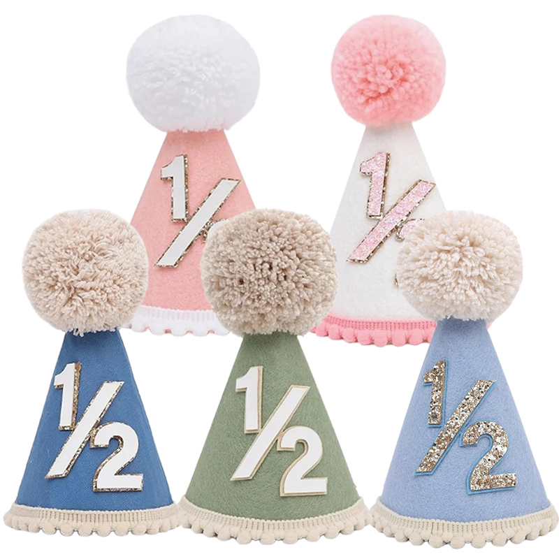 1/2 Birthday Hat Mini Cone Hat - Party Hat Cone avaliação e preço