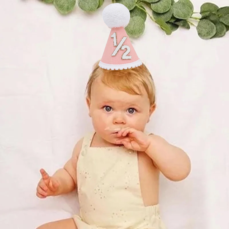 1/2 Birthday Hat Mini Cone Hat - Party Hat Cone avaliação e preço