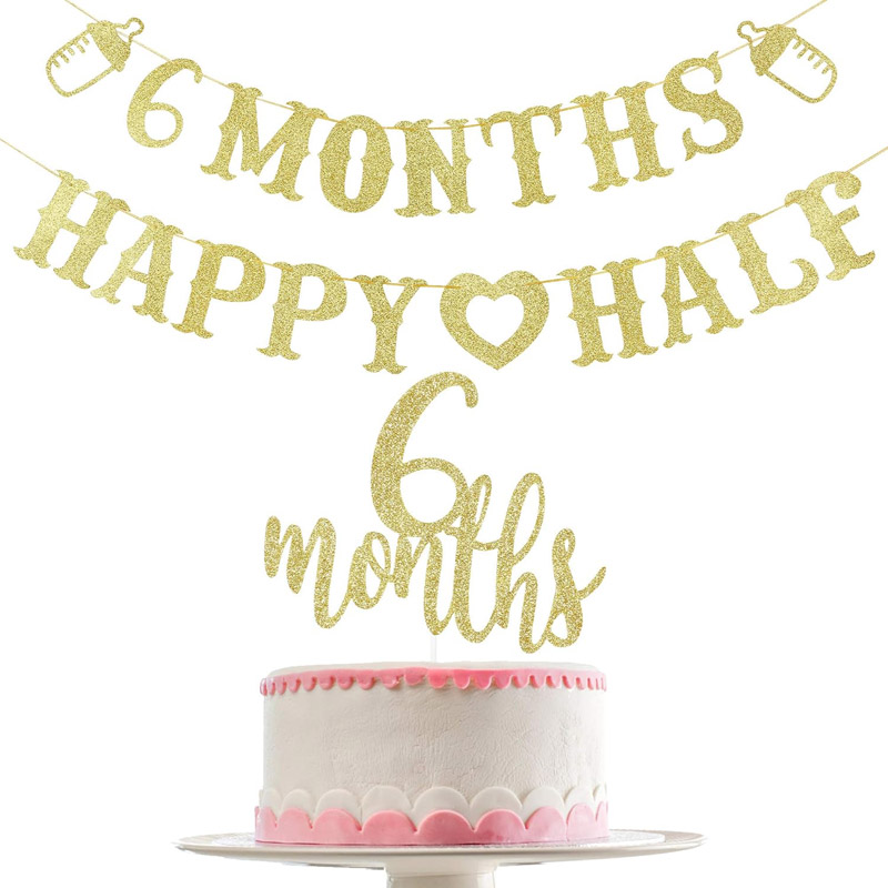 6 Month Banner Happy Half Bann - Party Banner Gold avaliação e preço