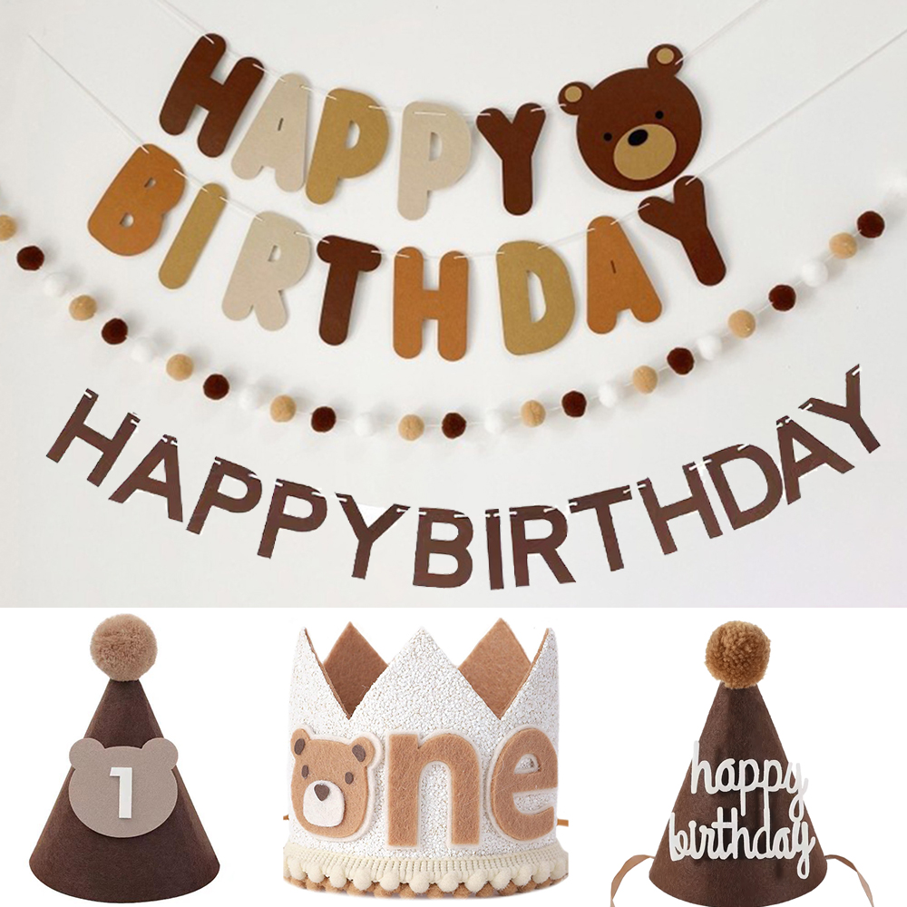 Cute Bear Kids 1st Birthday Ha - Party Hat Cone avaliação e preço