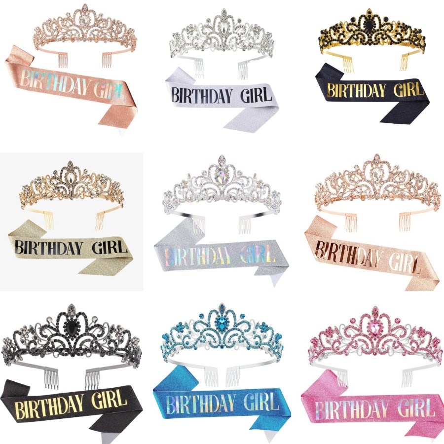 2Pcs Set Rhinestone Crystal Cr - Birthday Sash Glitter avaliação e preço