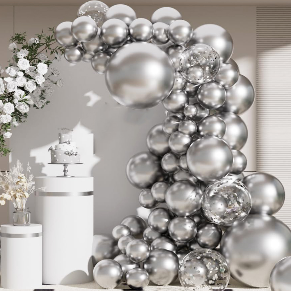 68Pcs Metallic Silver Balloons - Balloon Arch Kit avaliação e preço