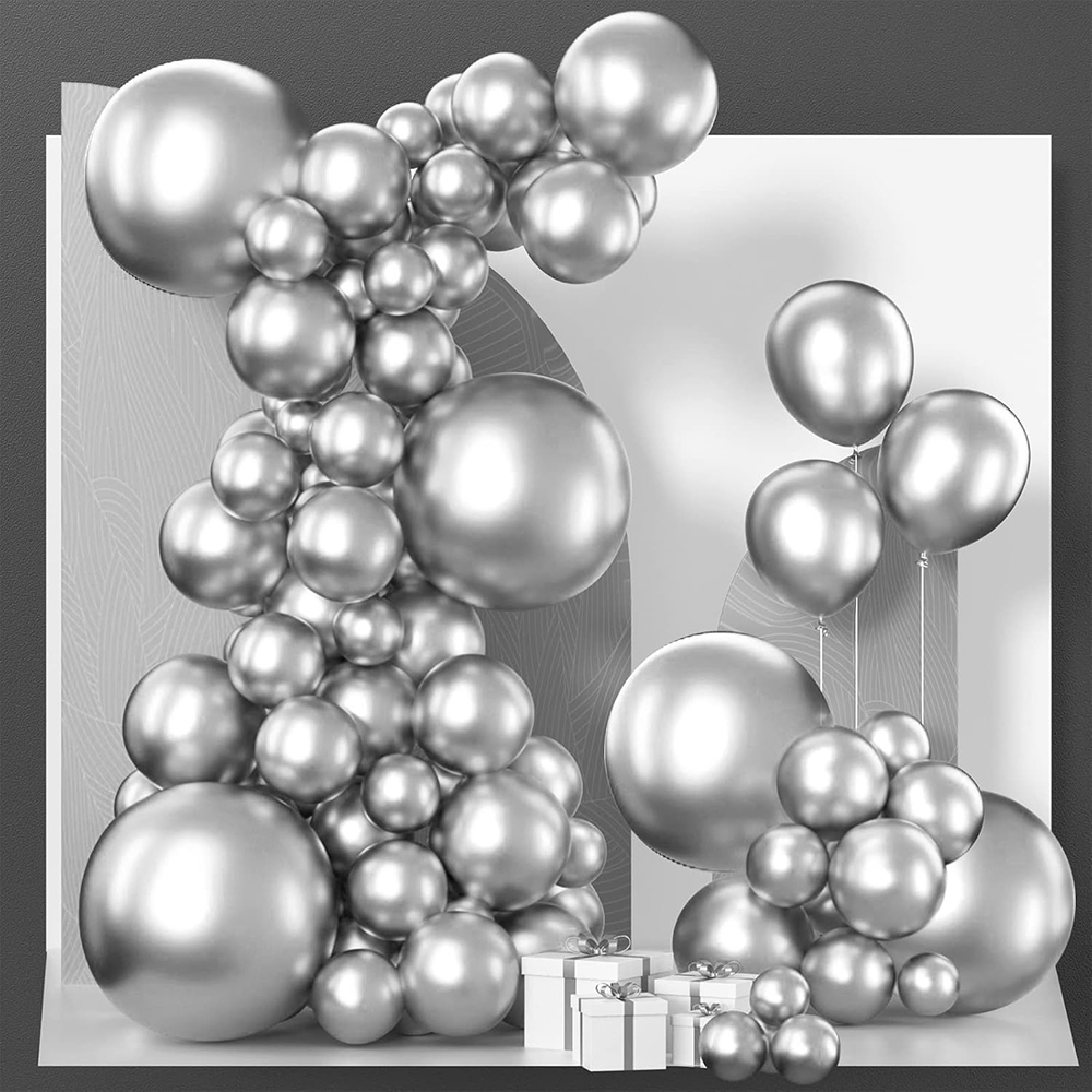 68Pcs Metallic Silver Balloons - Balloon Arch Kit avaliação e preço
