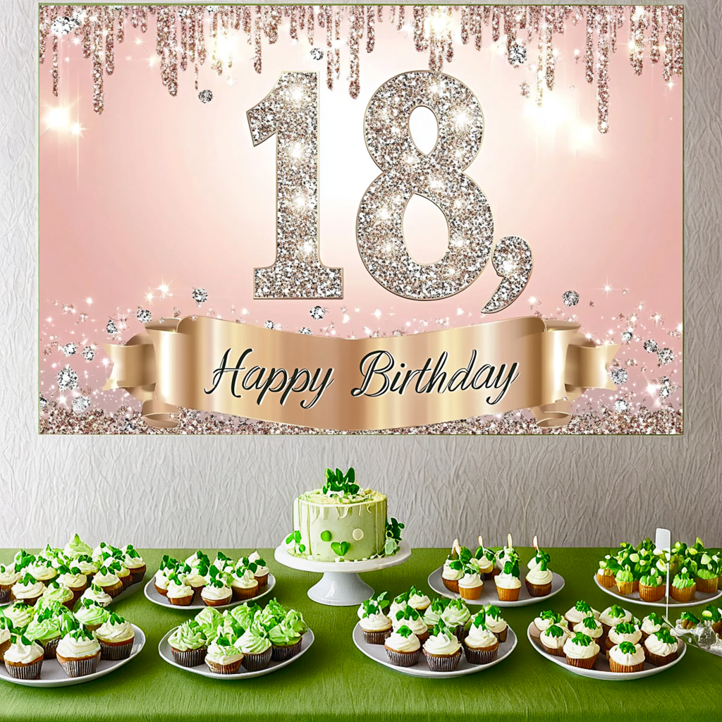 Sweet Gold 18th Birthday Backd - Party Banner Gold avaliação e preço