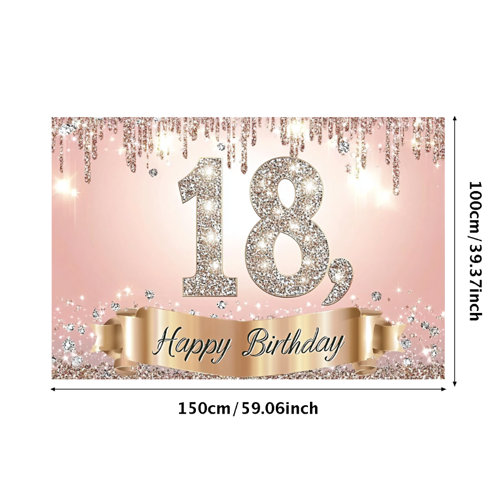 Sweet Gold 18th Birthday Backd - Party Banner Gold avaliação e preço