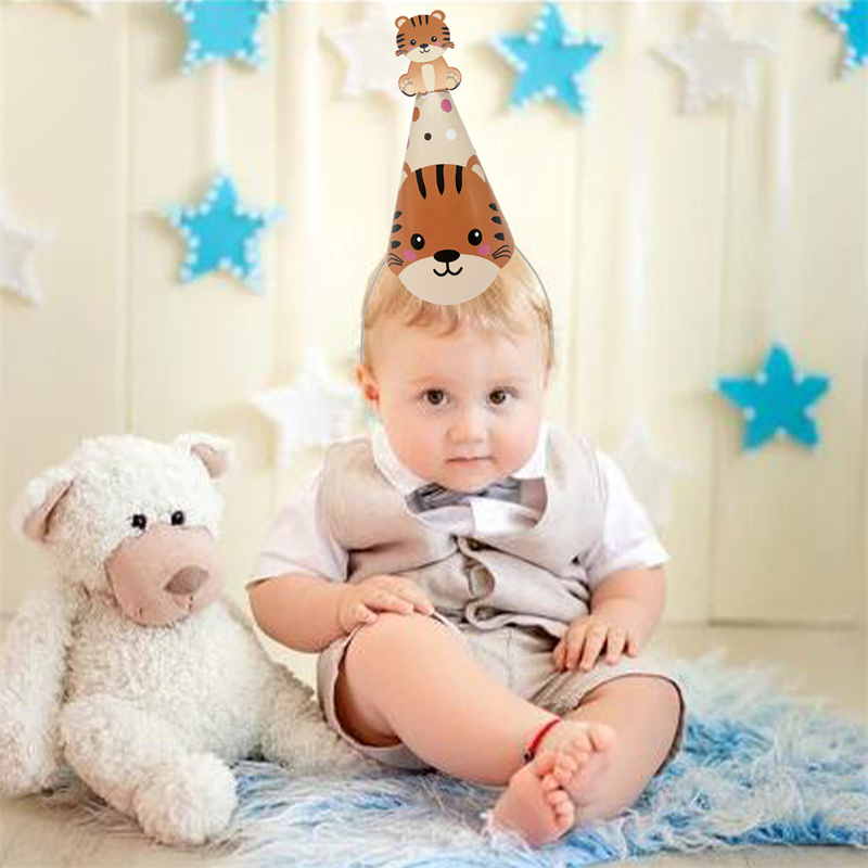 6Pcs Jungle Animal Paper Hats  - Party Hat Cone avaliação e preço