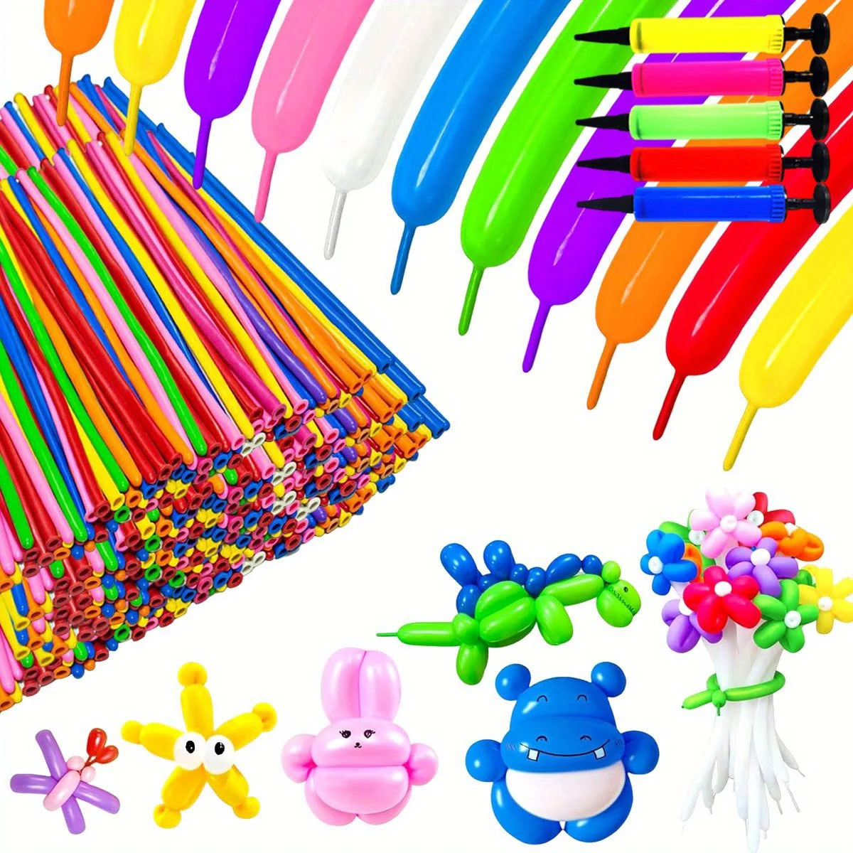 50/100pcs Colorful Long Latex  - Balloon Pump Hand avaliação e preço