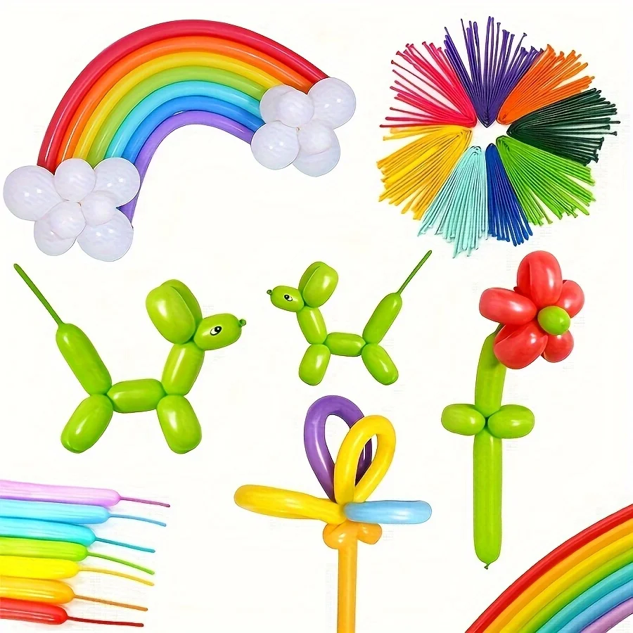 50/100pcs Colorful Long Latex  - Balloon Pump Hand avaliação e preço