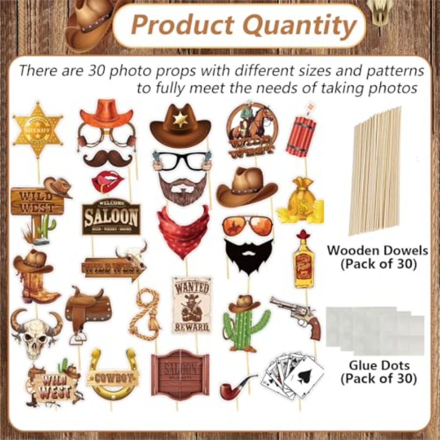 30PCS Western Cowboy Cowgirl P - Photo Booth Frame avaliação e preço