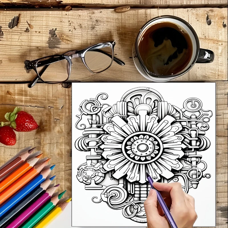 Coloring Book Steampunk Flower - Event Supplies avaliação e preço