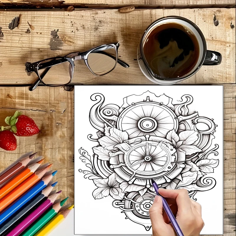 Coloring Book Steampunk Flower - Event Supplies avaliação e preço