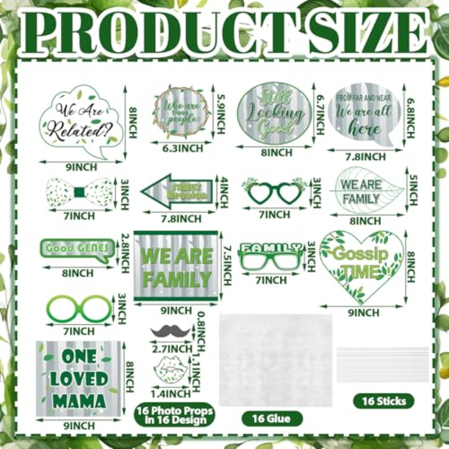 49 Pcs Green Family Tree Photo - Photo Booth Frame avaliação e preço